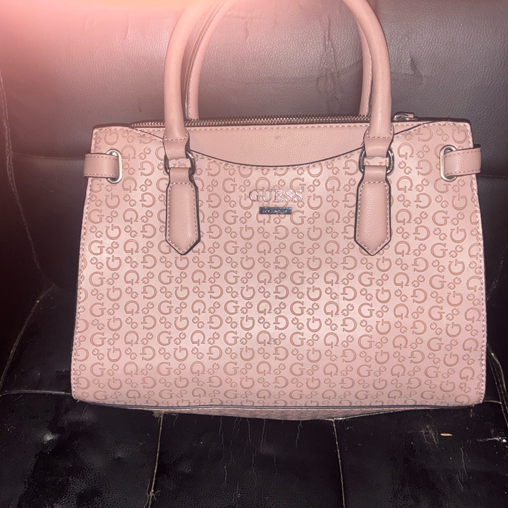 Guess Blush Pink Monogram Satchel